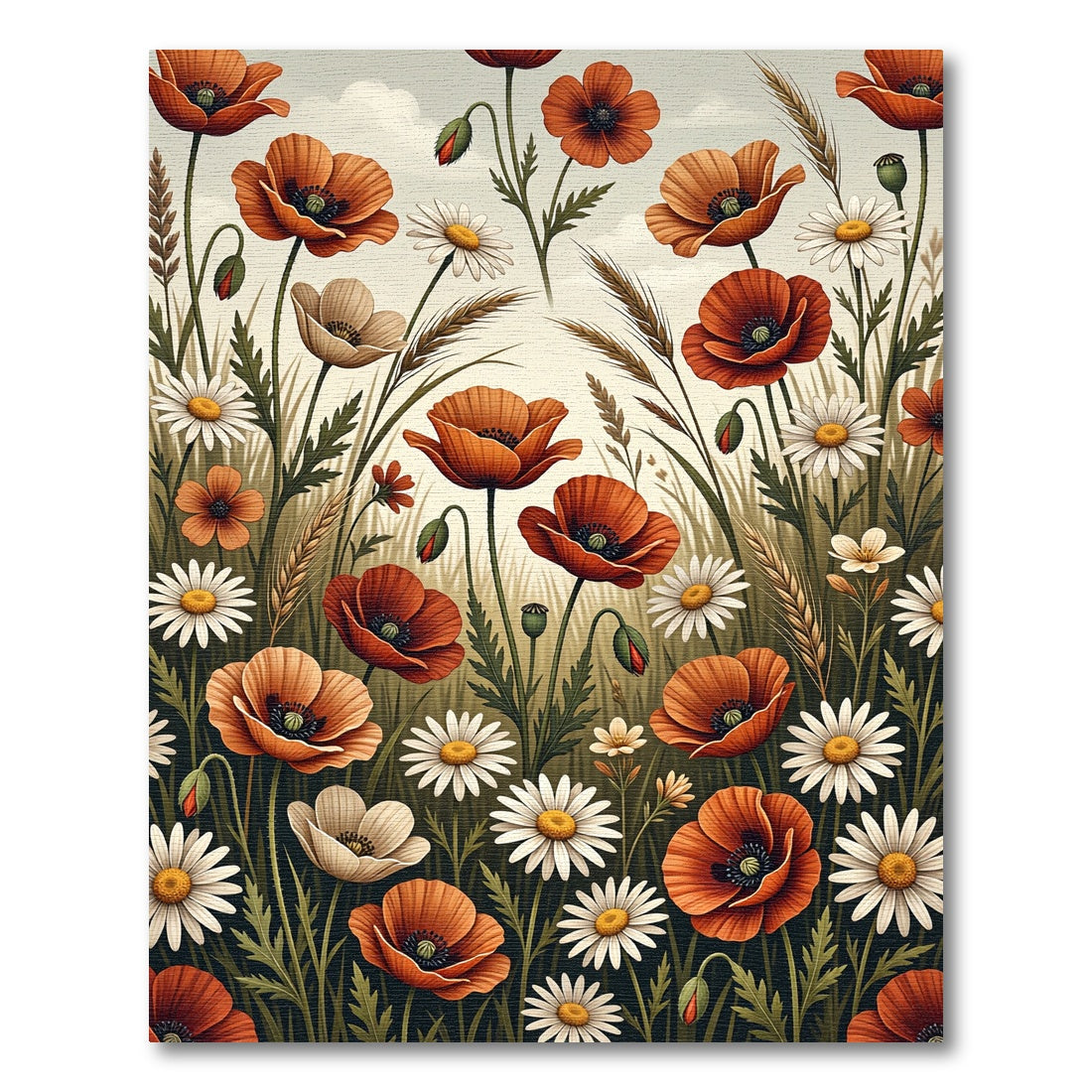 Wildflower Poppies and Daisies Meadow Rug