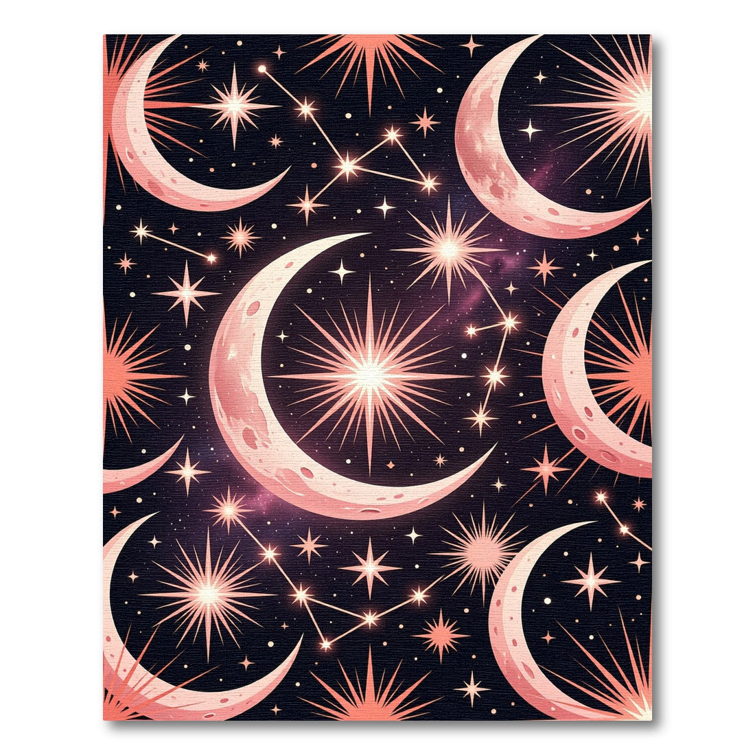 Cosmic Pink Moon Stars Night Sky Rug