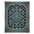 Turquoise Mandala Lattice Frame Rug