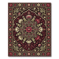 Rich Burgundy Floral Medallion Garden Rug