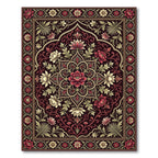 Rich Burgundy Floral Medallion Garden Rug