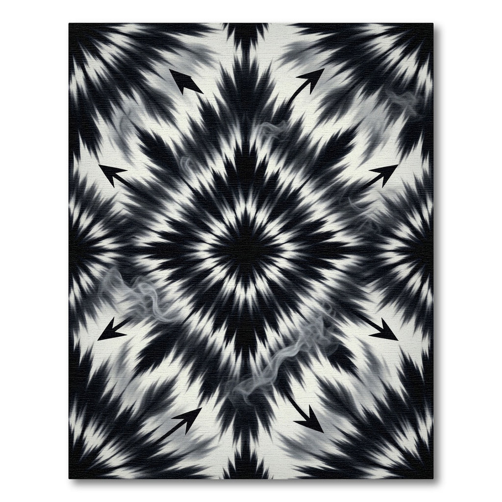 Monochromatic Abstract Spiky Star Rug