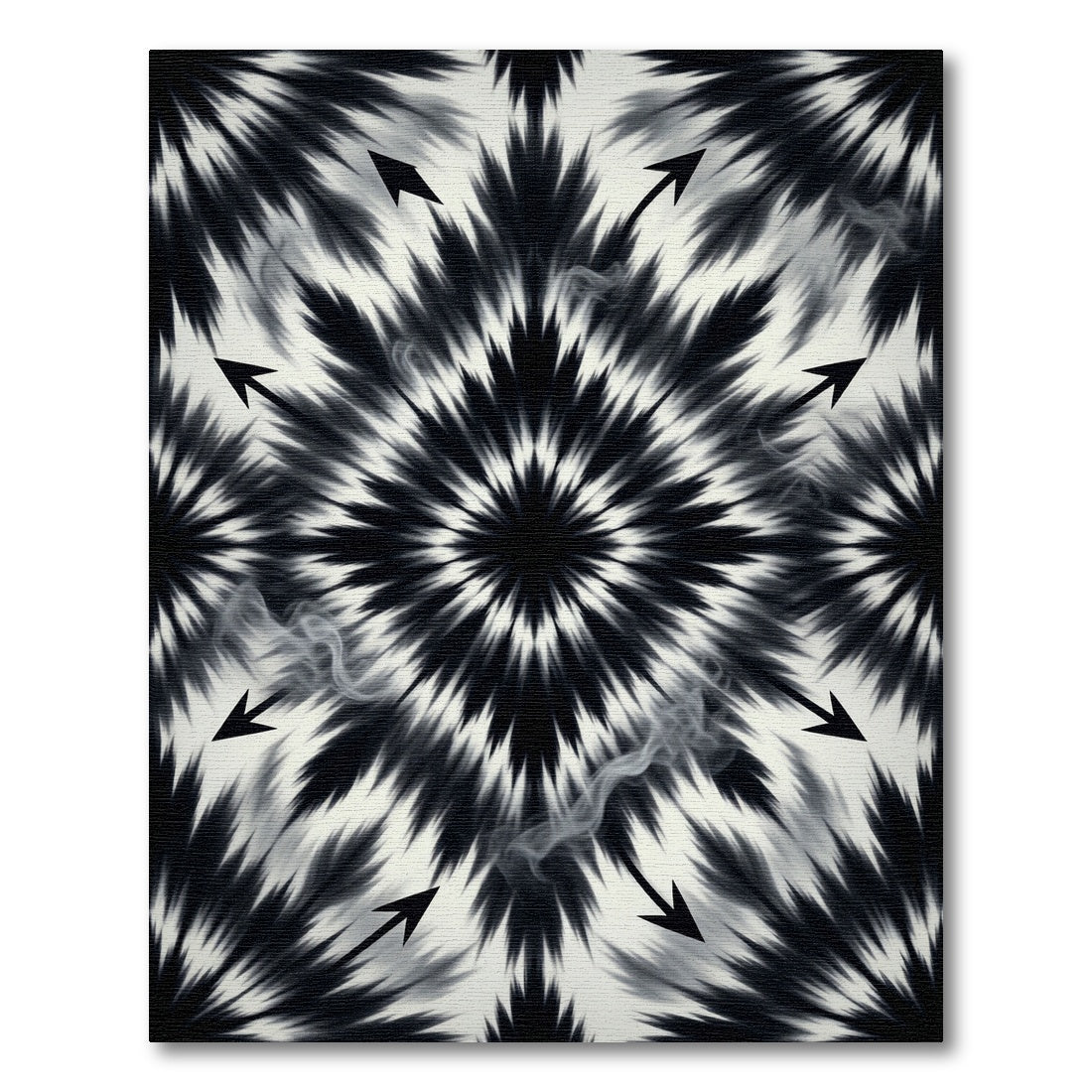 Monochromatic Abstract Spiky Star Rug