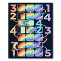 Vibrant Rainbow Numeric Grid Cosmic Art Rug