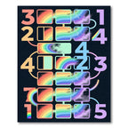Vibrant Rainbow Numeric Grid Cosmic Art Rug