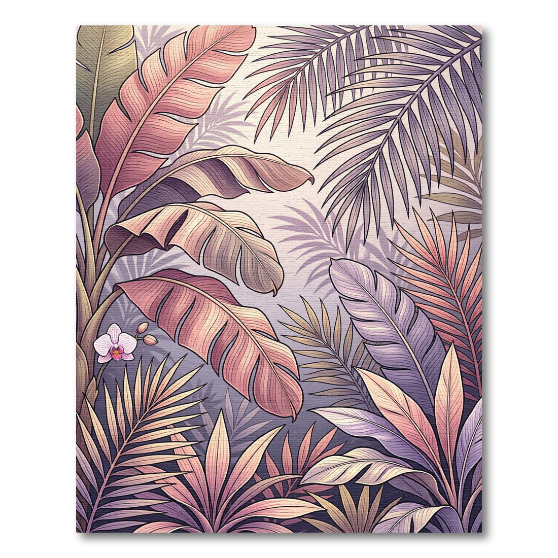 Pastel Tropical Foliage Orchid Garden Rug