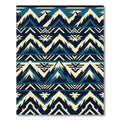 Geometric Navy Blue Mountain Peak Landscape Rug
