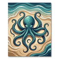 Teal Octopus Coastal Ocean Floor Rug