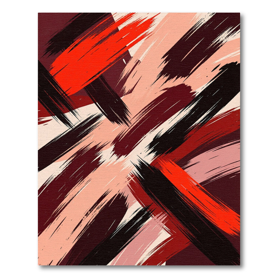 Bold Crimson Brushstrokes Abstract Rug