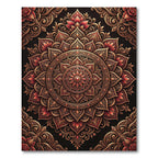 Intricate Crimson Floral Mandala Rug
