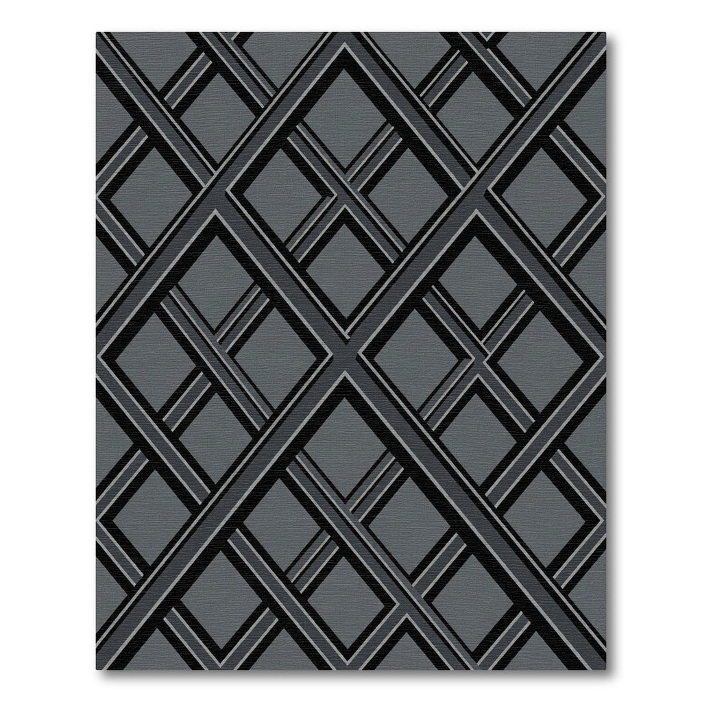 Charcoal Modern Geometric Interlocking Diamond Rug