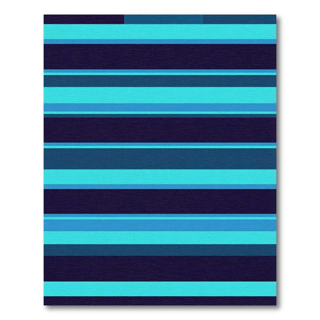 Modern Cyan and Navy Striped Art Rug