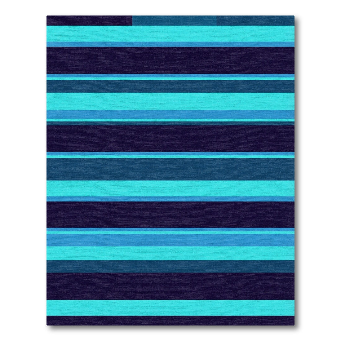Modern Cyan and Navy Striped Art Rug