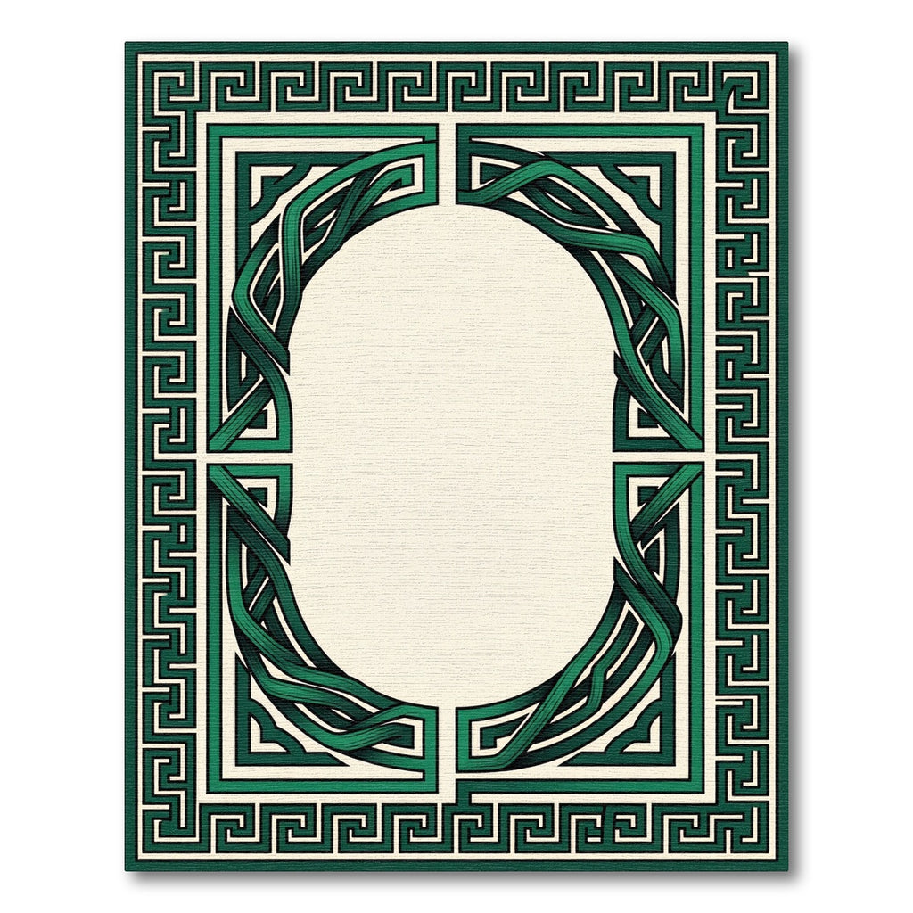 Emerald Green Celtic Knot Border Rug