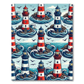 Coastal Lighthouses Crashing Waves Rug