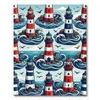 Coastal Lighthouses Crashing Waves Rug
