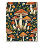 Whimsical Botanical Mushroom Forest Earthy Tones Rug