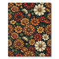 Autumnal Floral Dahlia and Daisy Meadow Rug