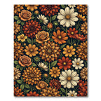 Autumnal Floral Dahlia and Daisy Meadow Rug