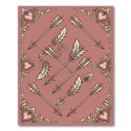 Ornate Pink Heart Golden Arrow Rug