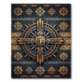 Golden Celestial Compass Geometric Art Rug