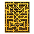 Golden Geometric Interlocking Lattice Square Rug