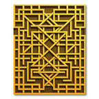Golden Geometric Interlocking Lattice Square Rug