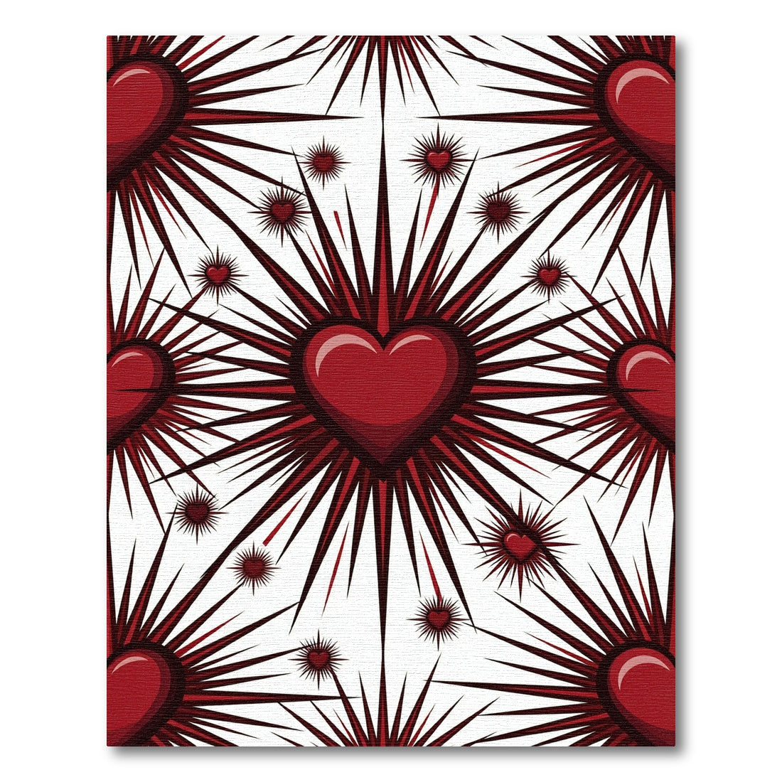 Crimson Heartburst Symmetry Rug