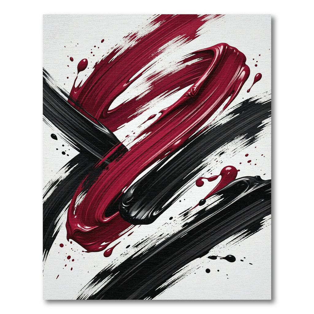 Bold Crimson and Black Abstract Swirl Rug