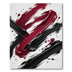 Bold Crimson and Black Abstract Swirl Rug