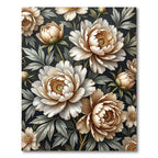 Creamy White Peony Floral Garden Rug
