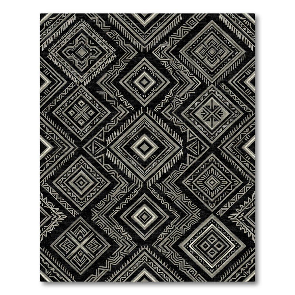 Sophisticated Monochrome Geometric Tribal Diamond Rug