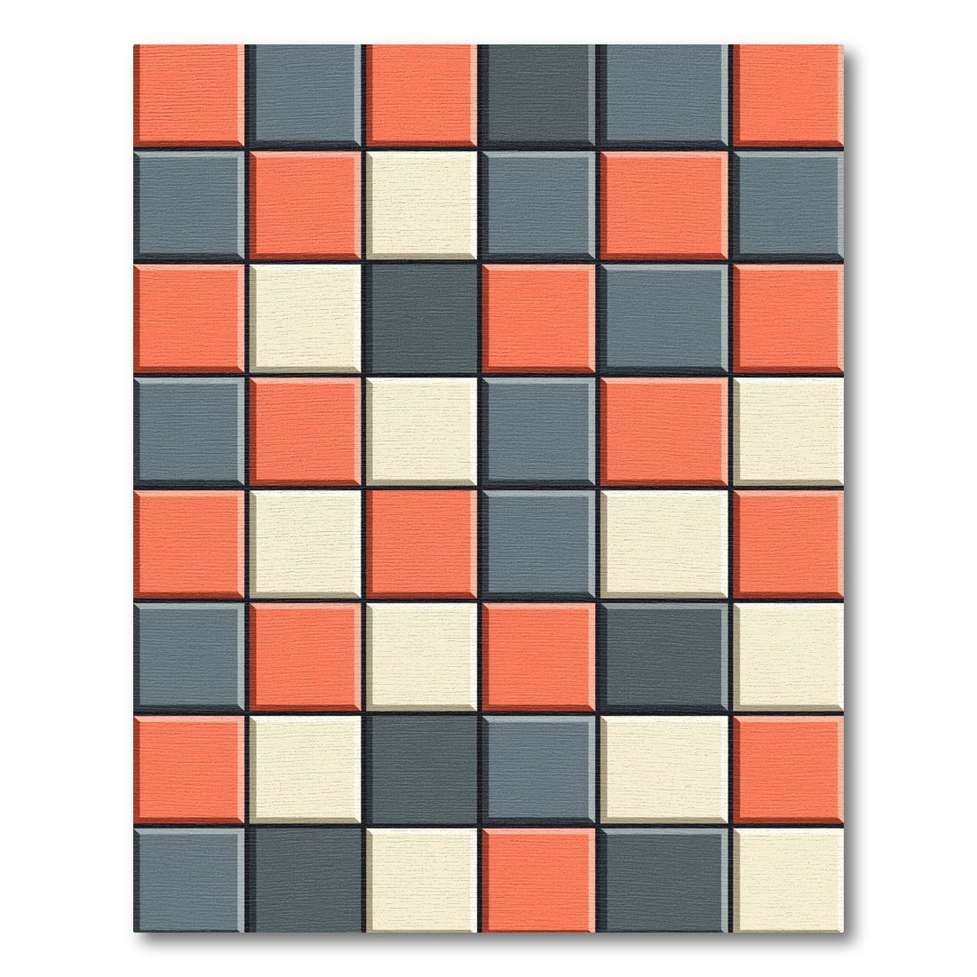 Modern Geometric Square Grid Color Block Rug