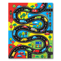 Vibrant Winding Road Traffic Cityscape Rug