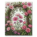 Romantic Pink Rose and Cosmos Garden Rug