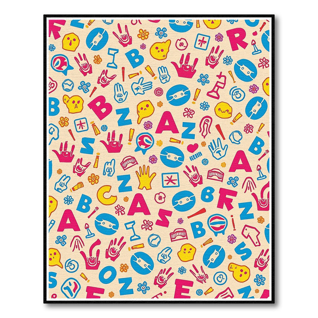 Playful Alphabet And Hand Doodle Rug