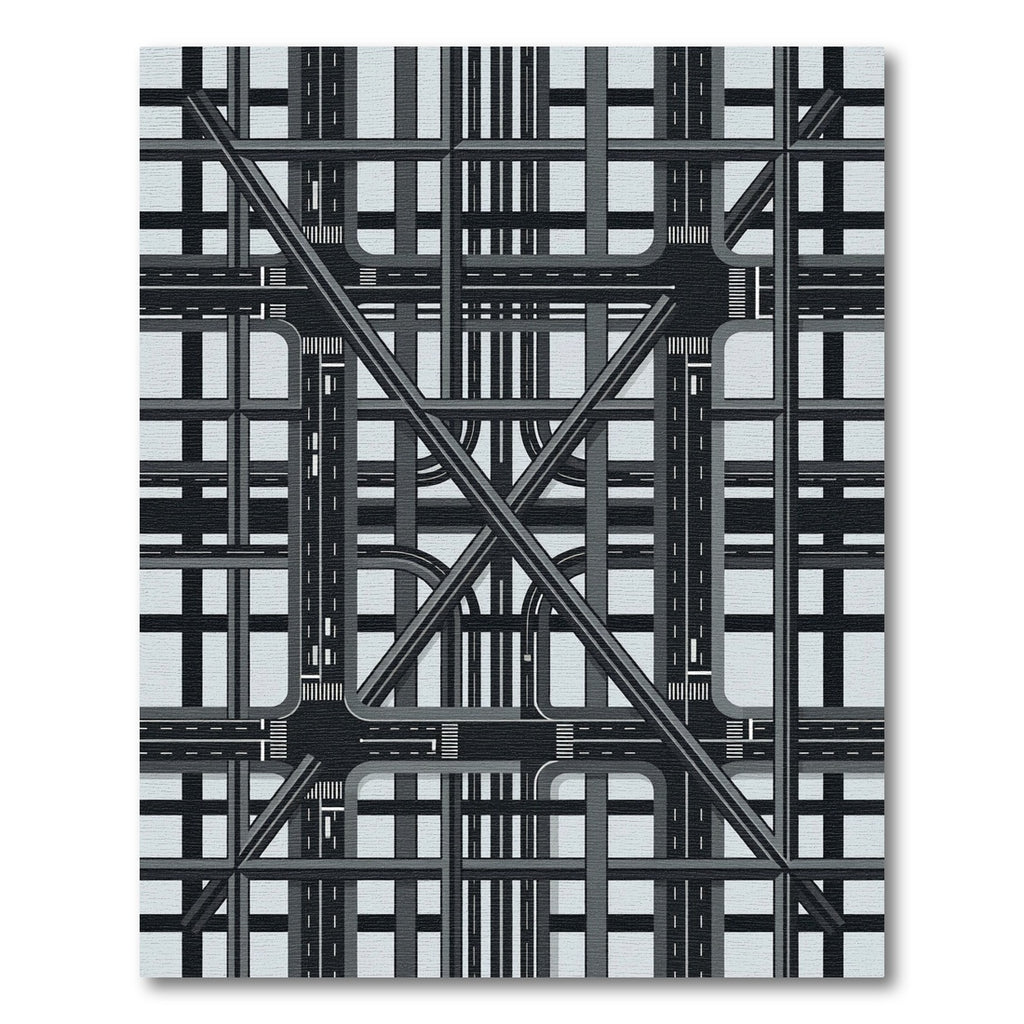Monochromatic Urban Highway Interchange Rug