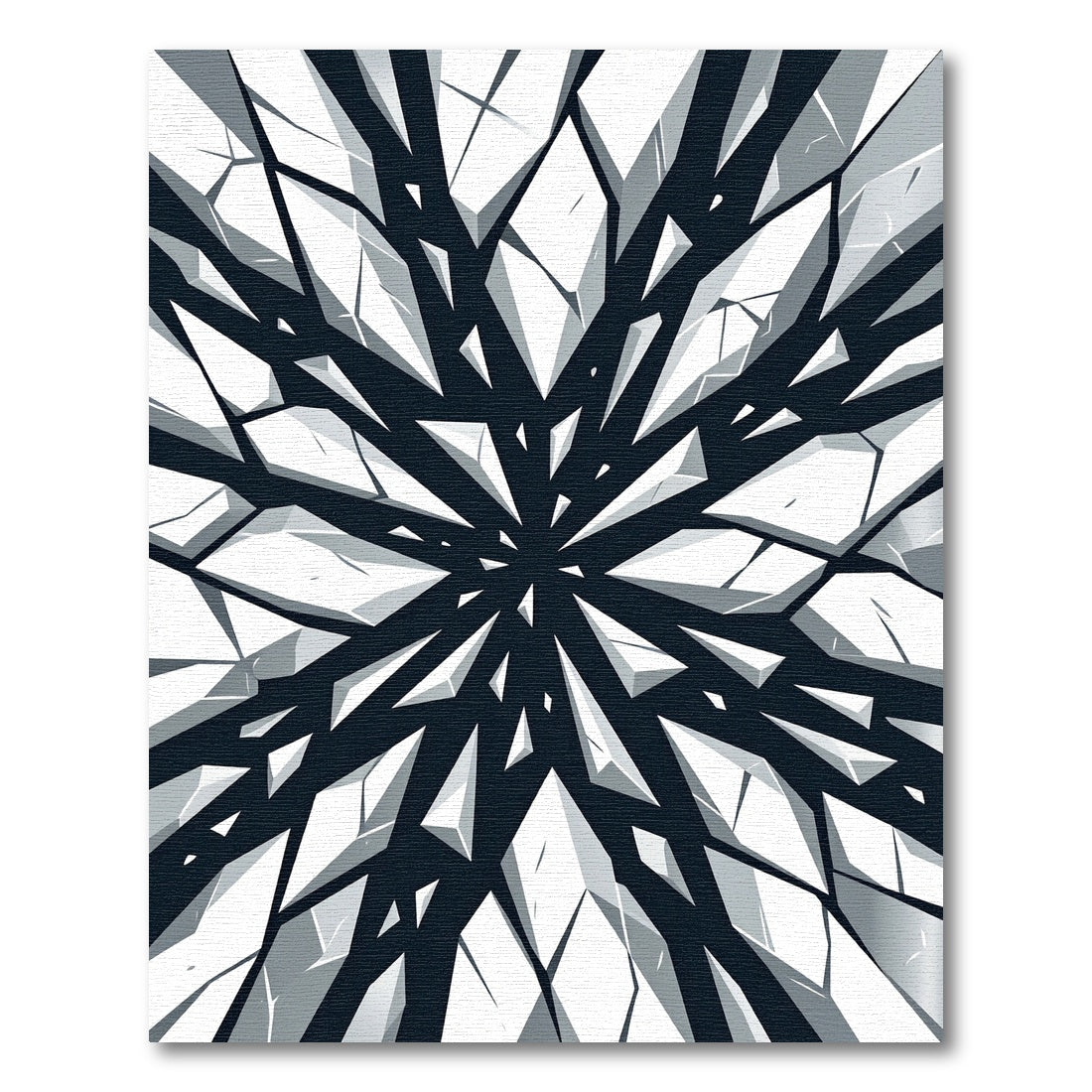 Monochromatic Minimalist Shattered Crystal Abstract Rug