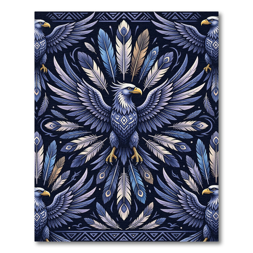 Majestic Blue Eagle Feather Mandala Rug