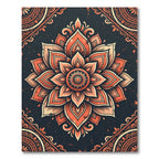 Burnt Orange Floral Mandala Medallion Rug
