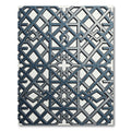 Sophisticated Midnight Geometric Lattice Grid Rug
