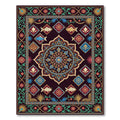 Ornate Deep Teal Koi Medallion Rug