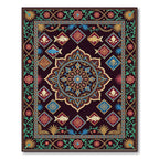 Ornate Deep Teal Koi Medallion Rug