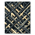 Modern Black and Gold Geometric Grid Rug