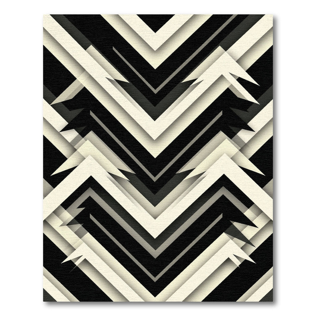 Black White Chevron Layered Rug