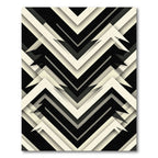 Black White Chevron Layered Rug