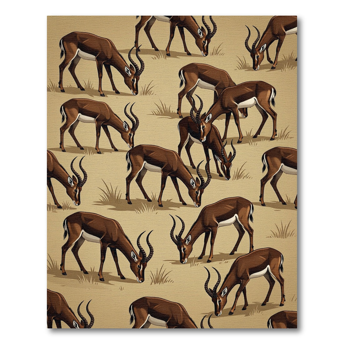 Earthy Brown Gazelle Antelope Wildlife Rug