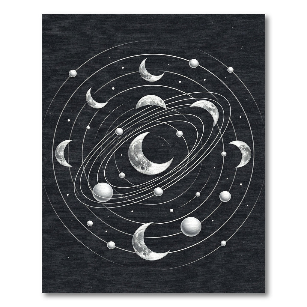 Celestial Lunar Orbital Monochrome Galaxy Rug
