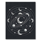 Celestial Lunar Orbital Monochrome Galaxy Rug