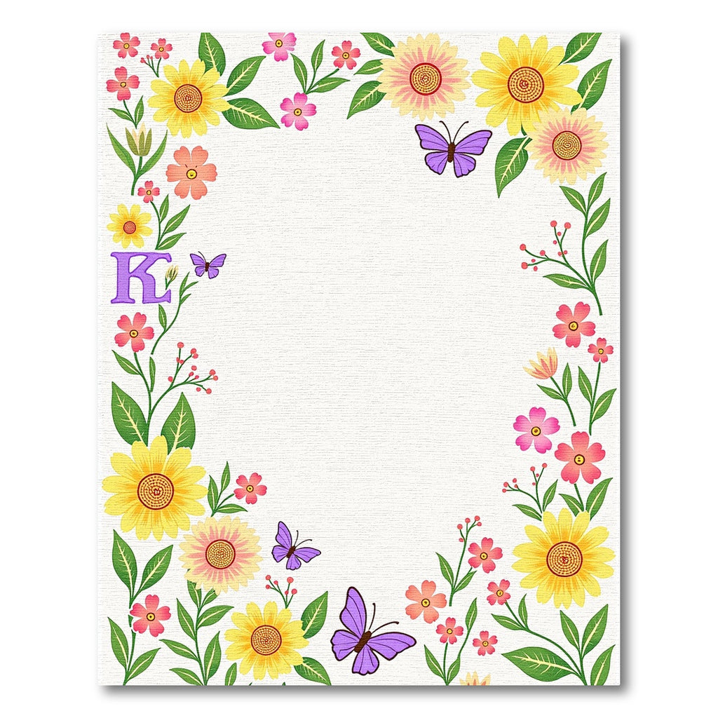 Vibrant Yellow Pink Floral Butterfly Garden Rug